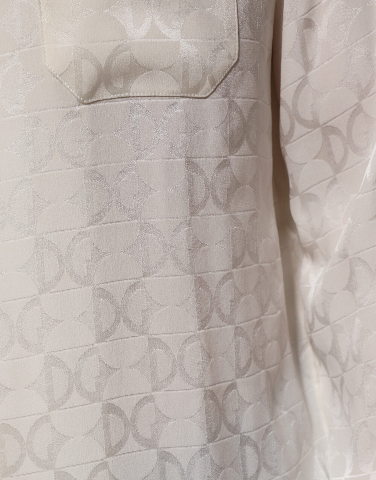 Dolce & Gabbana Men's Long-Sleeve Silk Dress Shirt - White Print