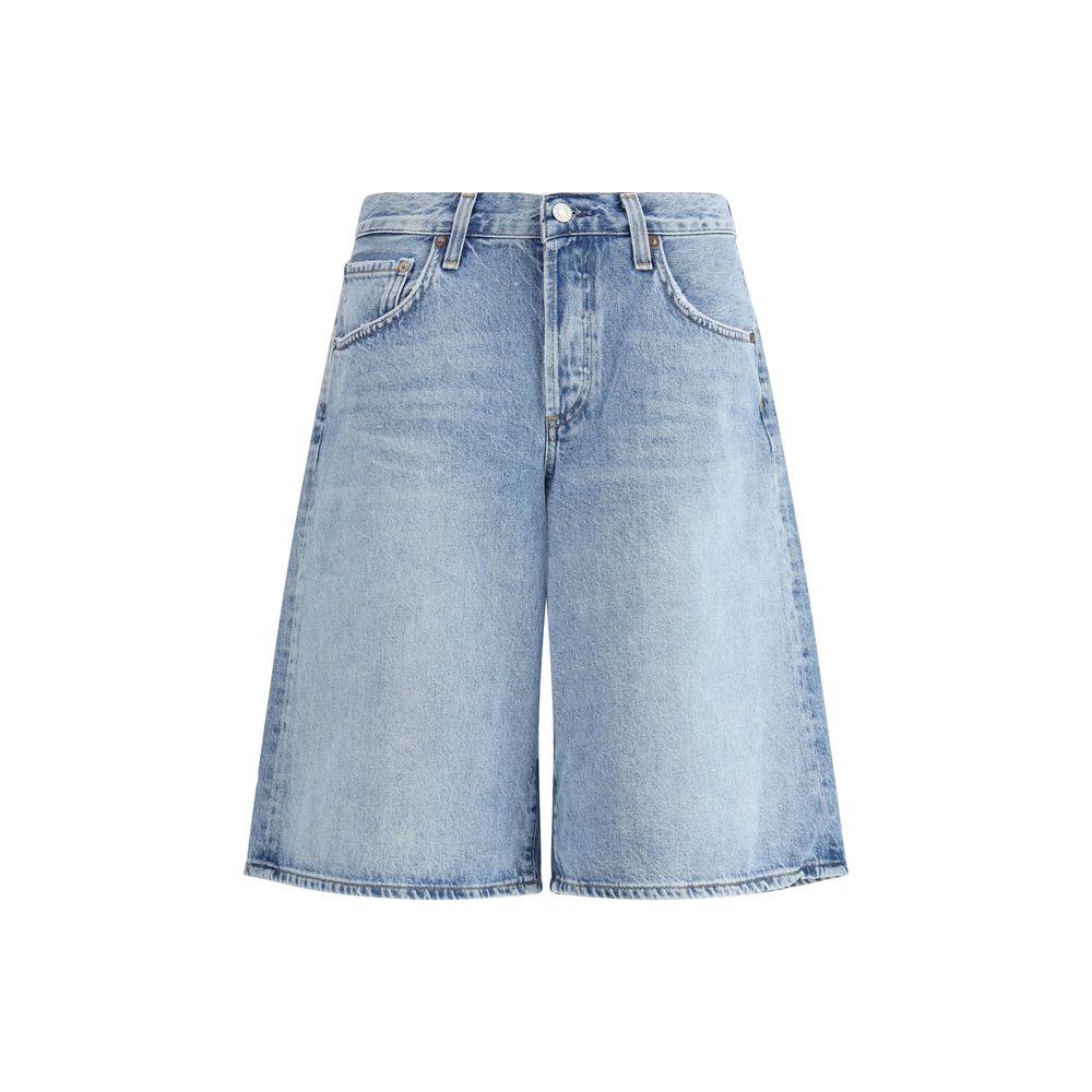 Agolde Light Blue Baggy Denim Shorts