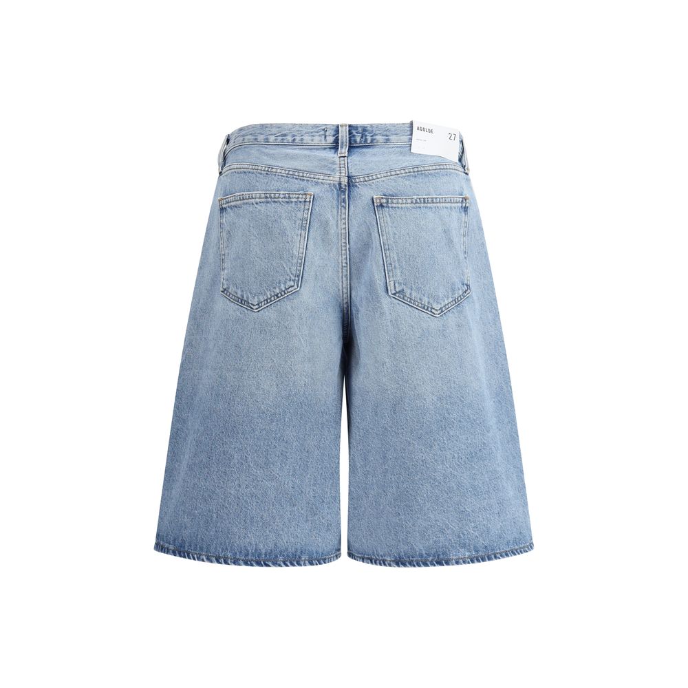 Agolde Light Blue Baggy Denim Shorts
