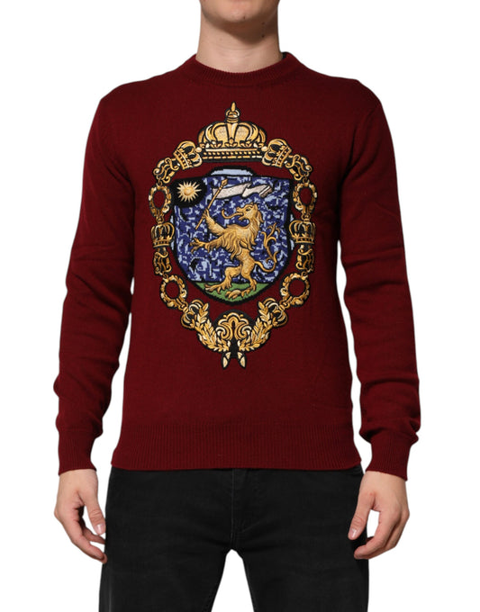 Dolce & Gabbana Men's Regular Fit Crew Neck Cashmere Sweater - Burgundy