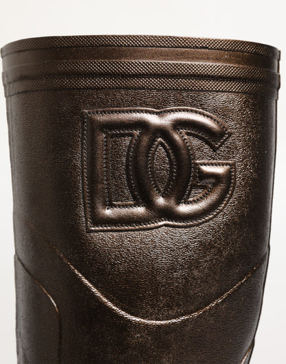 Dolce & Gabbana Women's Rubber Rain Boots - Bronze