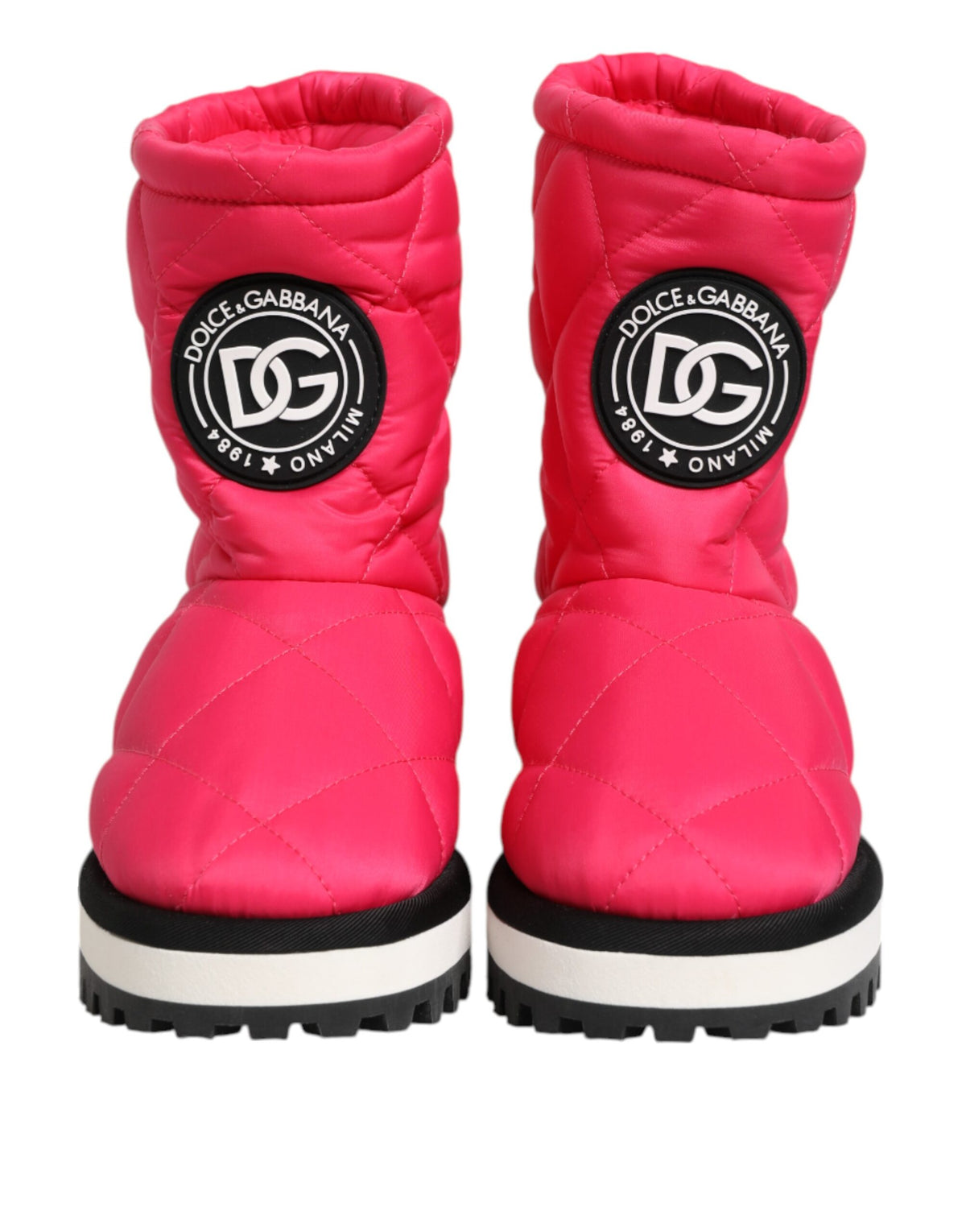 Dolce & Gabbana Women's Polyester Polyurethane Viscose & Calf Leather Mid-Calf Winter Boots - Fuchsia Pink White