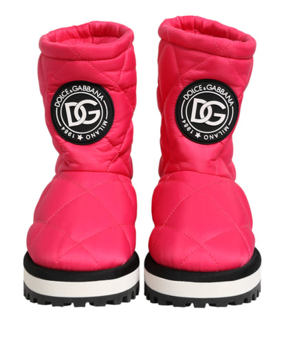 Dolce & Gabbana Women's Polyester Polyurethane Viscose & Calf Leather Mid-Calf Winter Boots - Fuchsia Pink White