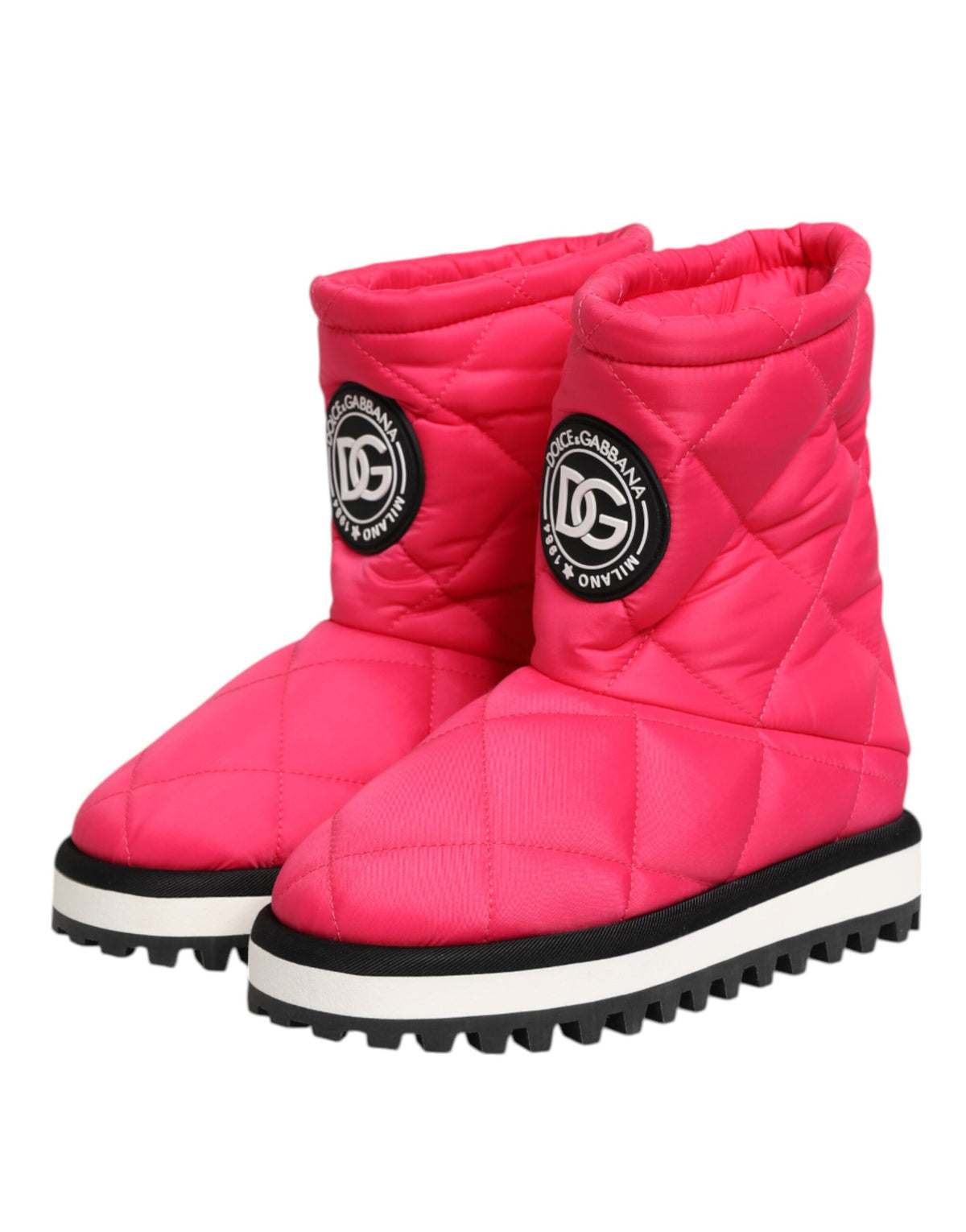 Dolce & Gabbana Women's Polyester Polyurethane Viscose & Calf Leather Mid-Calf Winter Boots - Fuchsia Pink White
