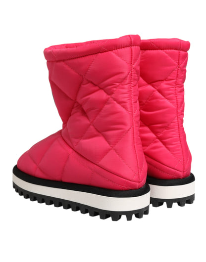 Dolce & Gabbana Women's Polyester Polyurethane Viscose & Calf Leather Mid-Calf Winter Boots - Fuchsia Pink White