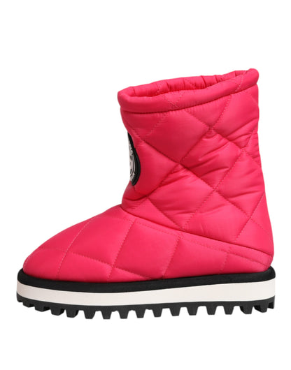 Dolce & Gabbana Women's Polyester Polyurethane Viscose & Calf Leather Mid-Calf Winter Boots - Fuchsia Pink White