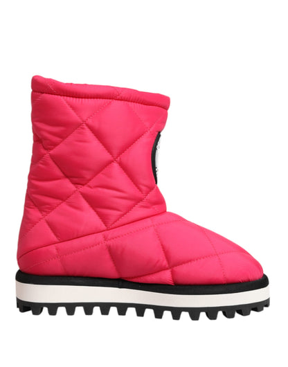 Dolce & Gabbana Women's Polyester Polyurethane Viscose & Calf Leather Mid-Calf Winter Boots - Fuchsia Pink White