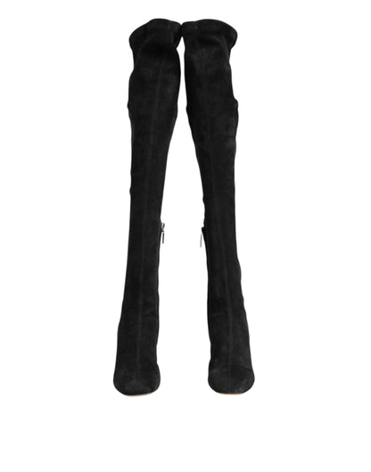 Dolce & Gabbana Women's Suede Lamb Leather High Knee-High Boots - Black