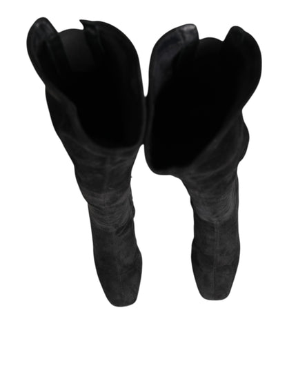 Dolce & Gabbana Women's Suede Lamb Leather High Knee-High Boots - Black