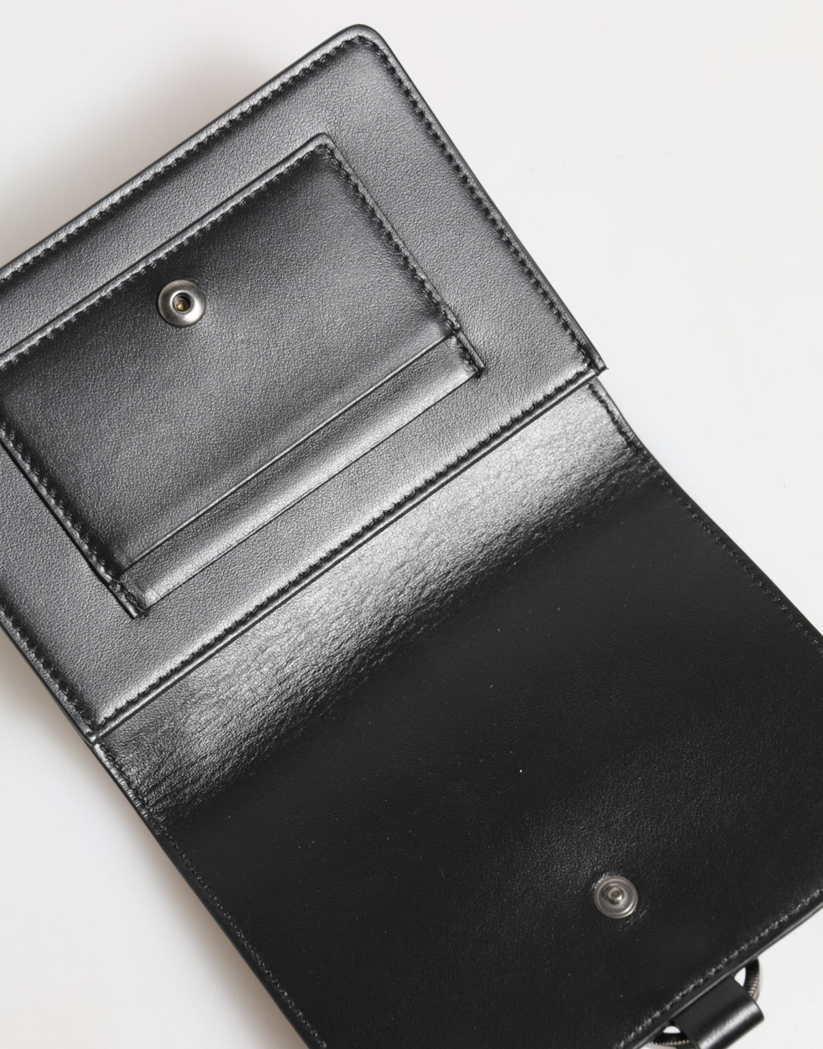 Dolce & Gabbana Brass Crystal Calf Leather Cardholder Wallet - Black Silver