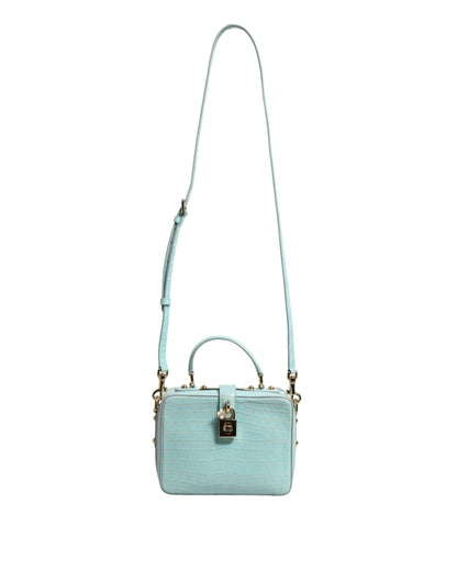 Dolce & Gabbana Mint Green Embossed Leather Padlock Shoulder Bag