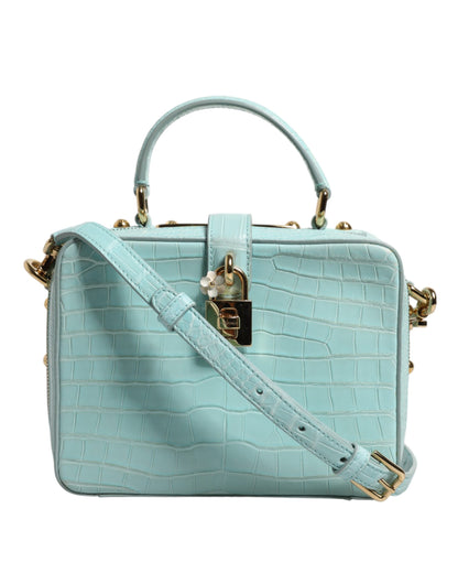 Dolce & Gabbana Mint Green Embossed Leather Padlock Shoulder Bag