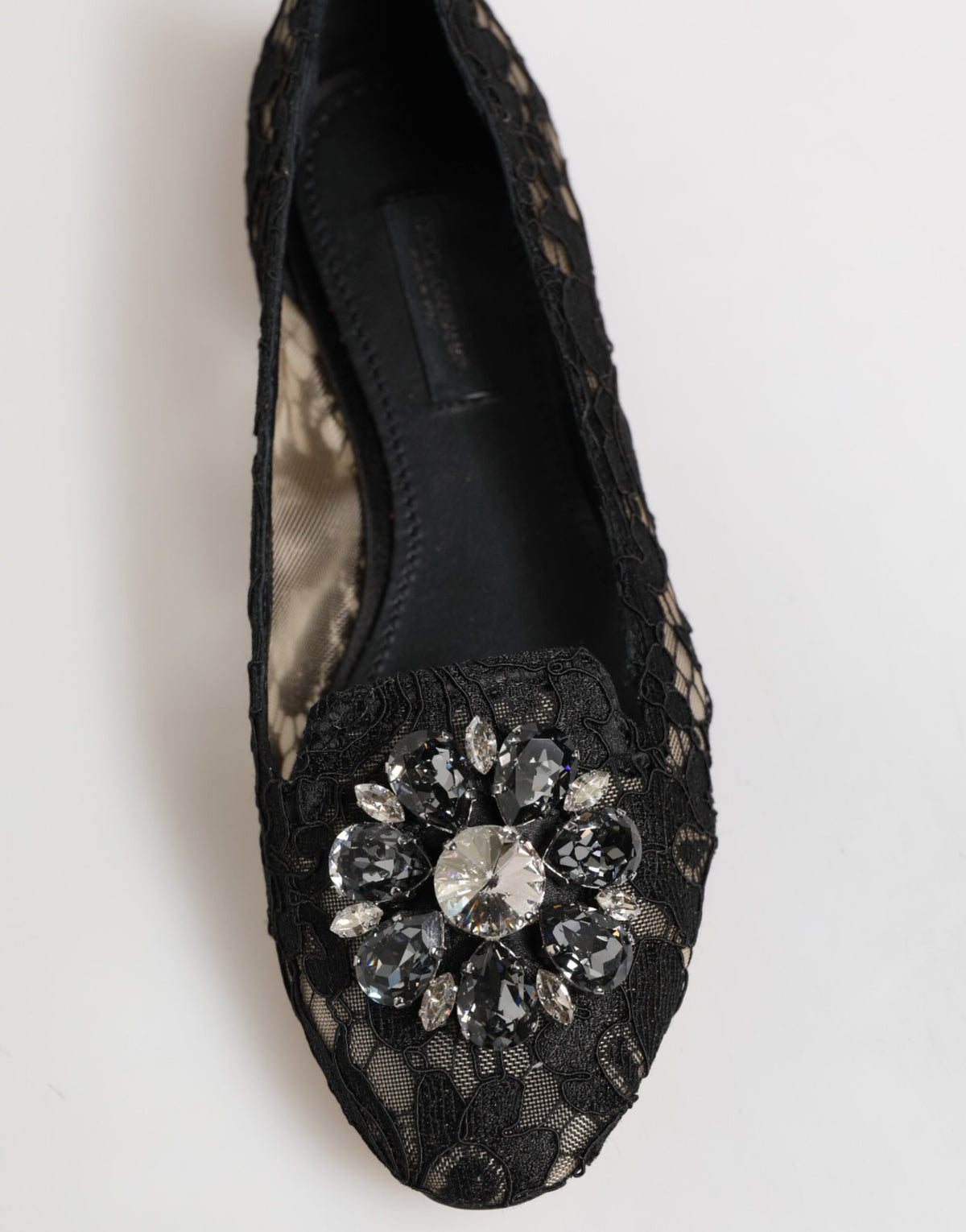 Dolce & Gabbana Women's Leather Nylon Cotton & Viscose Slippers Flat Shoes - Black Dark Blue Floral