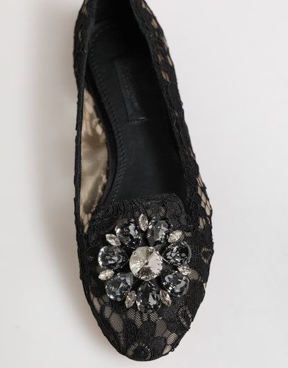 Dolce & Gabbana Women's Leather Nylon Cotton & Viscose Slippers Flat Shoes - Black Dark Blue Floral