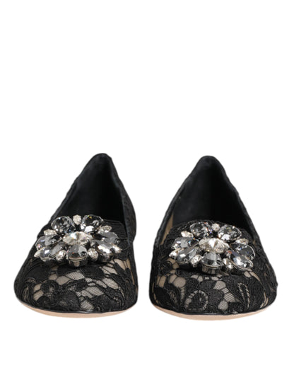 Dolce & Gabbana Women's Leather Nylon Cotton & Viscose Slippers Flat Shoes - Black Dark Blue Floral