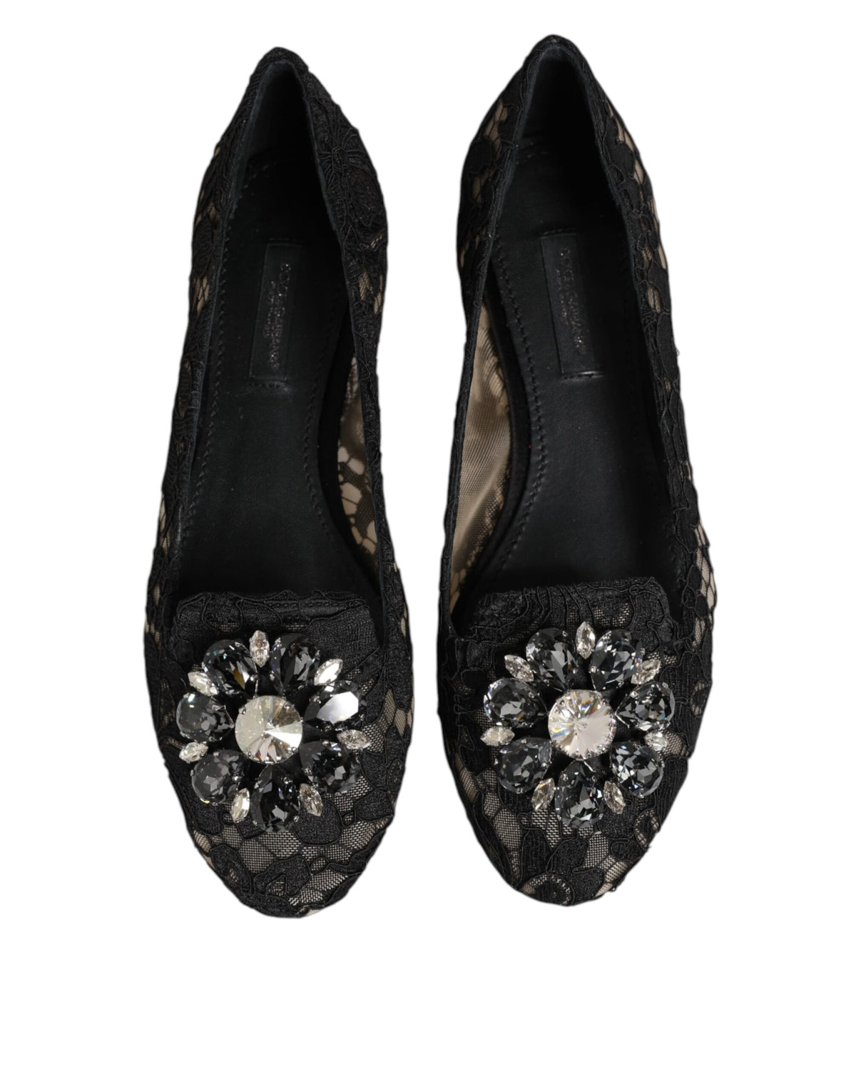 Dolce & Gabbana Women's Leather Nylon Cotton & Viscose Slippers Flat Shoes - Black Dark Blue Floral