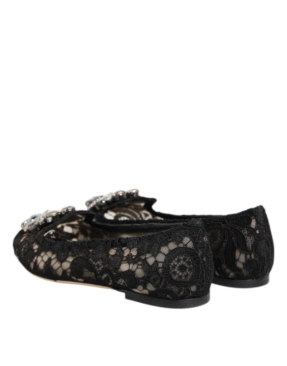 Dolce & Gabbana Women's Leather Nylon Cotton & Viscose Slippers Flat Shoes - Black Dark Blue Floral