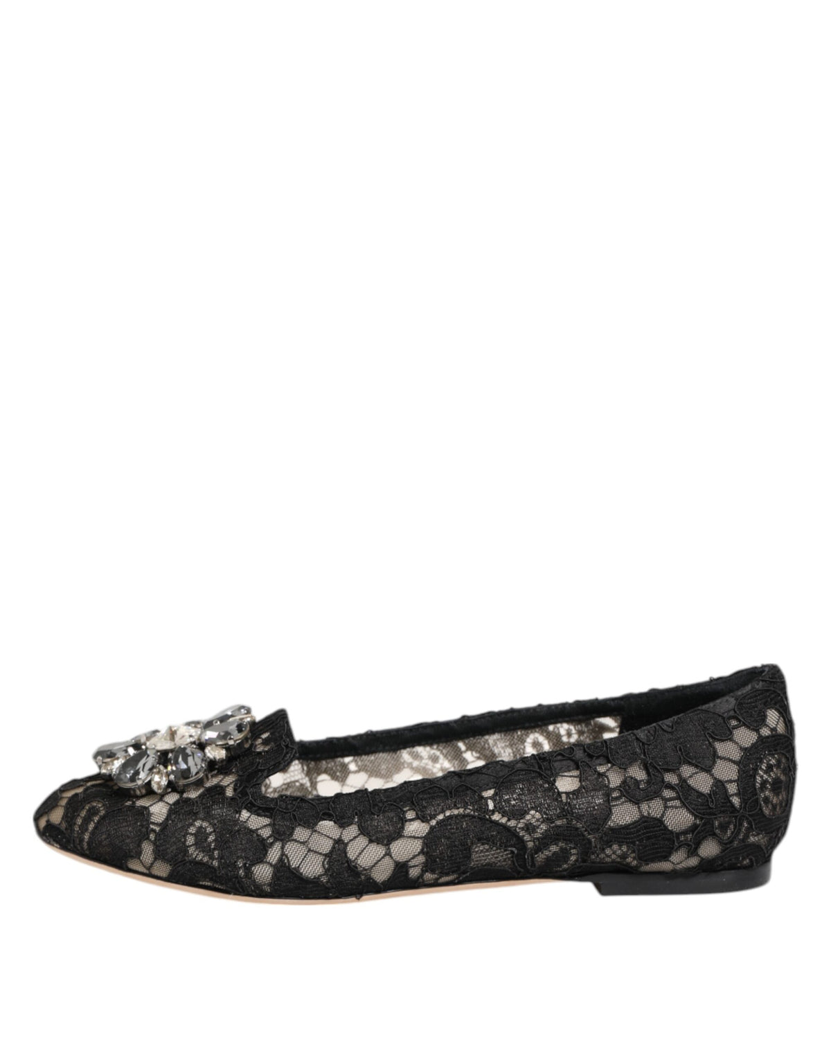 Dolce & Gabbana Women's Leather Nylon Cotton & Viscose Slippers Flat Shoes - Black Dark Blue Floral