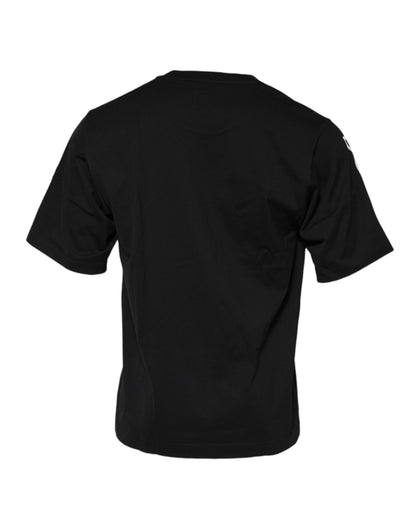 Dolce & Gabbana Black Logo Print Cotton Men Crew Neck T-shirt