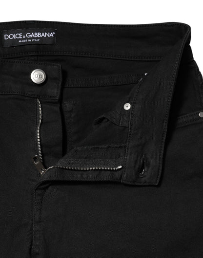 Dolce & Gabbana Women's Skinny Mid Rise Stretch Denim Cotton Jeans - Black