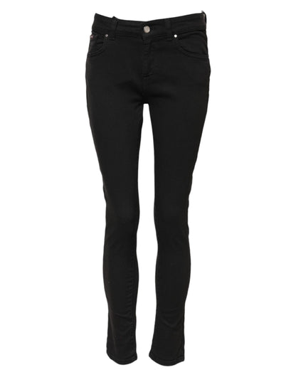 Dolce & Gabbana Women's Skinny Mid Rise Stretch Denim Cotton Jeans - Black
