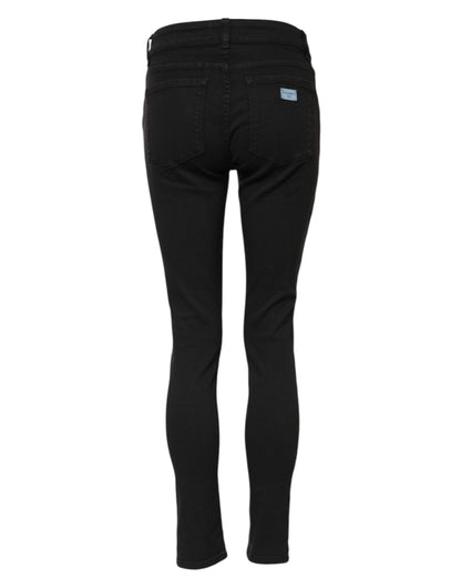 Dolce & Gabbana Women's Skinny Mid Rise Stretch Denim Cotton Jeans - Black