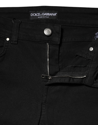 Dolce & Gabbana Women's Skinny Mid Rise Stretch Denim Cotton Jeans - Black