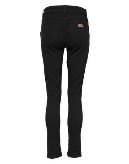 Dolce & Gabbana Women's Skinny Mid Rise Stretch Denim Cotton Jeans - Black