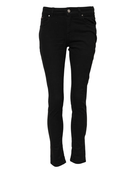 Dolce & Gabbana Women's Skinny Mid Rise Stretch Denim Cotton Jeans - Black