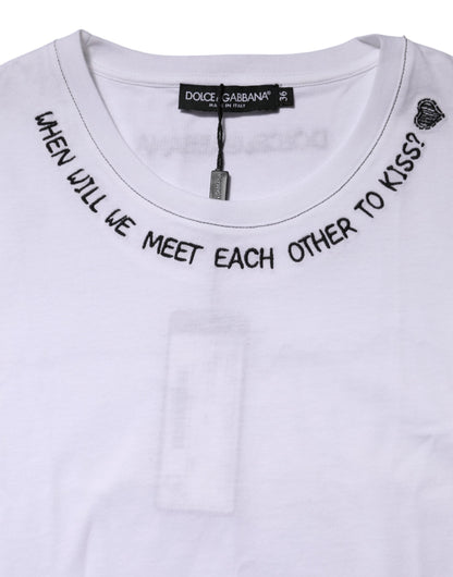 Dolce & Gabbana White Cotton Sleeveless Printed Tank T-shirt