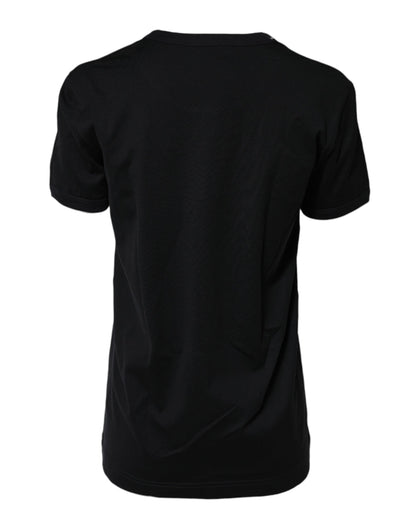 Dolce & Gabbana Women's Short-Sleeve Crew Neck Cotton T-Shirt - Black Print