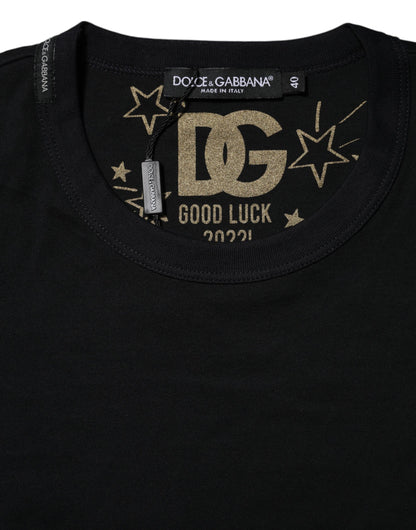 Dolce & Gabbana Women's Short-Sleeve Crew Neck Cotton T-Shirt - Black Print