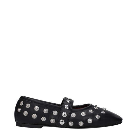 Ballet Flat Shoes by Stella McCartney for women in leather & rubber black & silver showcases a resplendent Women's Leather & Rubber Ballet Flat Shoes aesthetic with a and round toe style.
