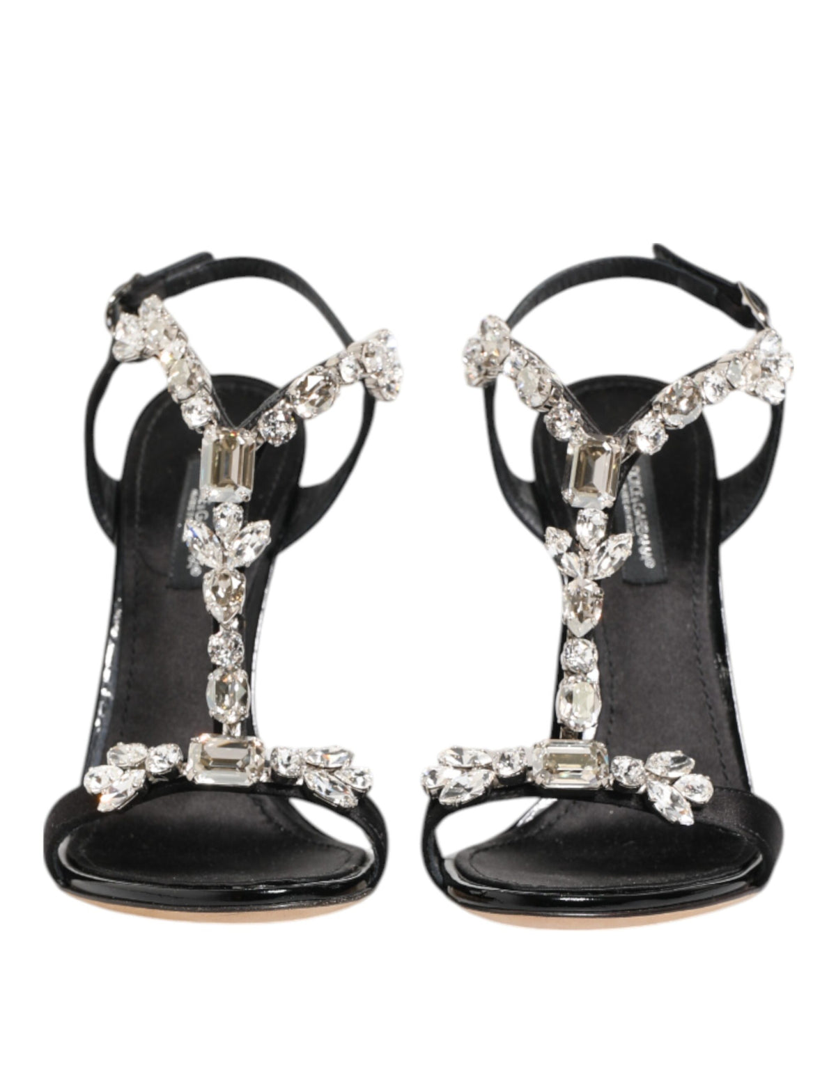 Dolce & Gabbana Women's Calf Leather Viscose Silk & Satin Stiletto Sandals - Black