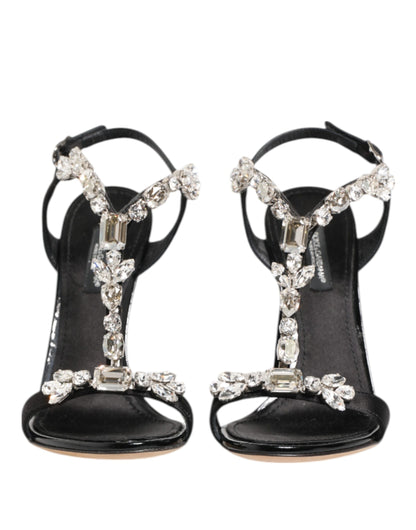Dolce & Gabbana Women's Calf Leather Viscose Silk & Satin Stiletto Sandals - Black