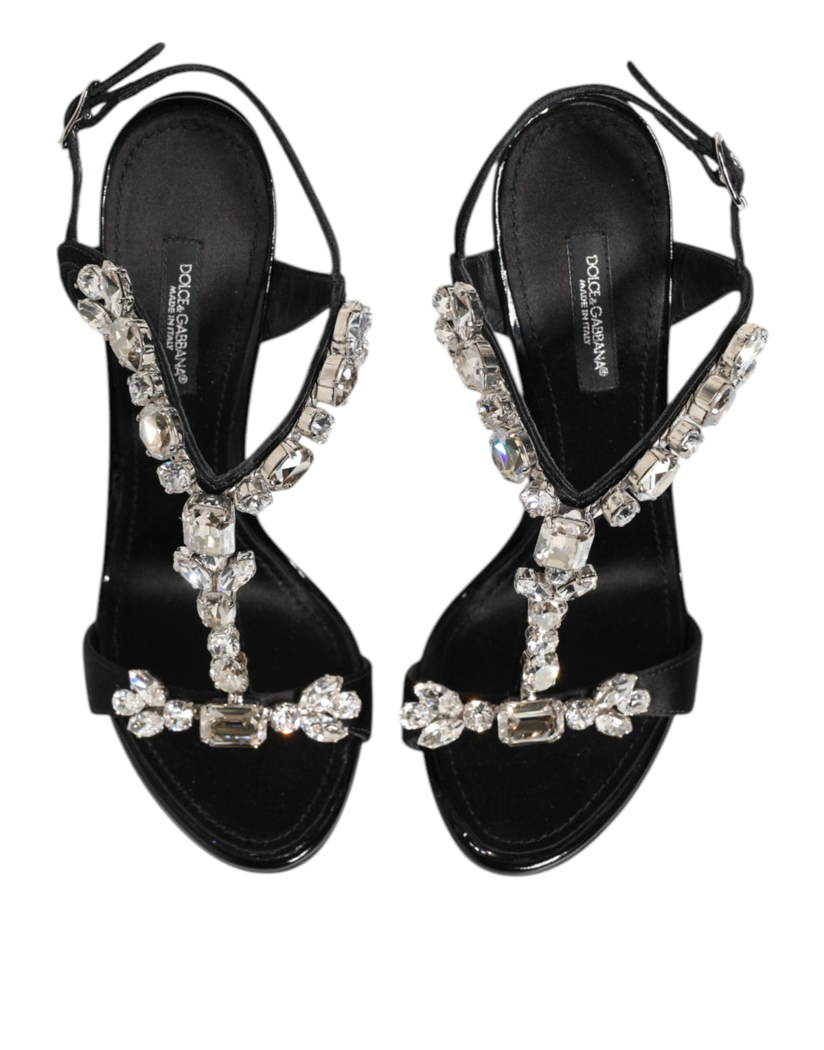 Dolce & Gabbana Women's Calf Leather Viscose Silk & Satin Stiletto Sandals - Black