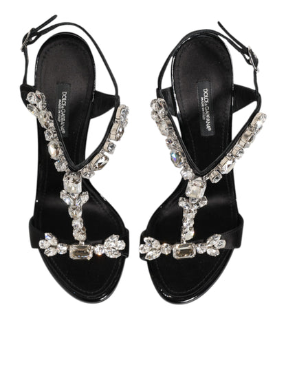 Dolce & Gabbana Women's Calf Leather Viscose Silk & Satin Stiletto Sandals - Black