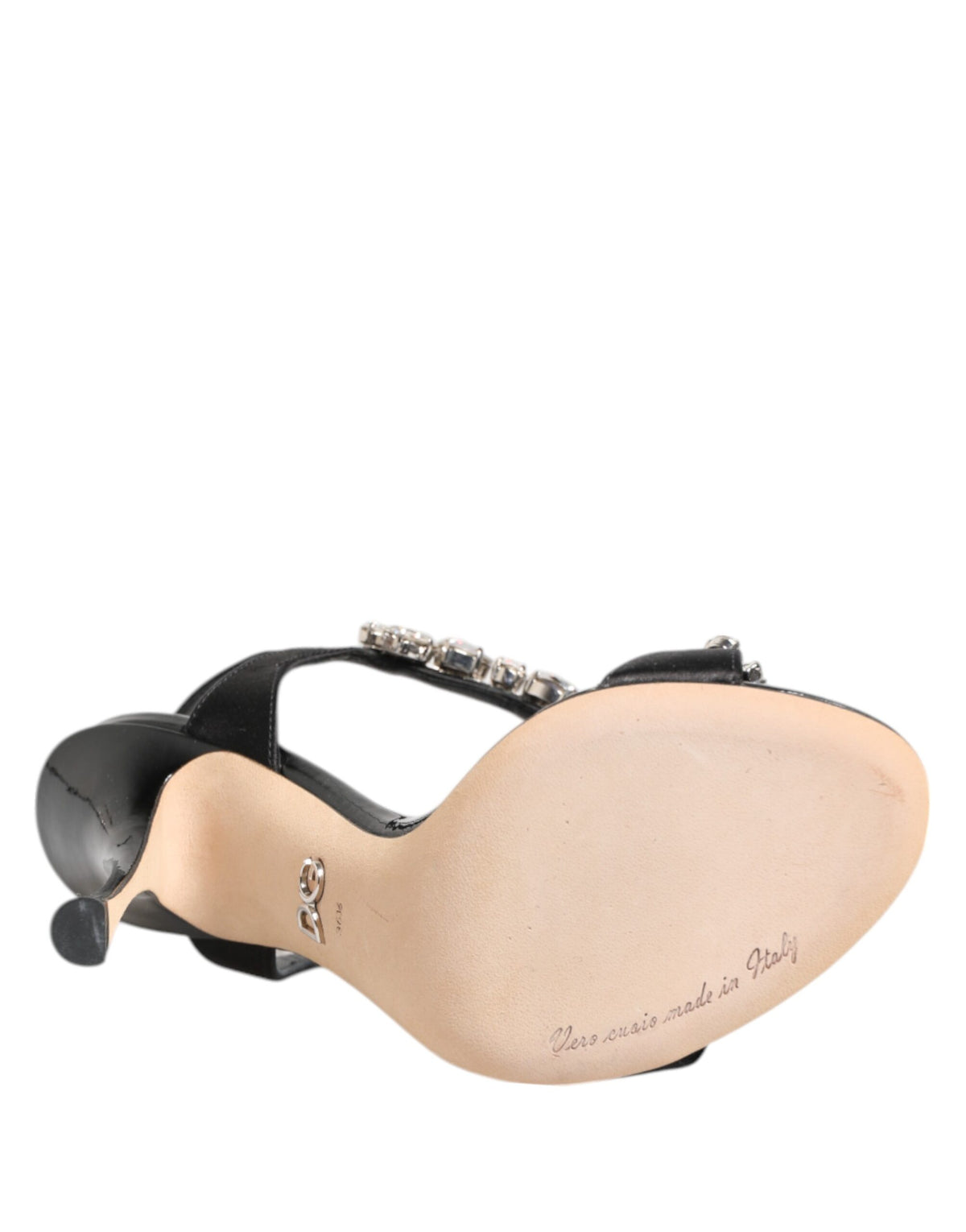 Dolce & Gabbana Women's Calf Leather Viscose Silk & Satin Stiletto Sandals - Black