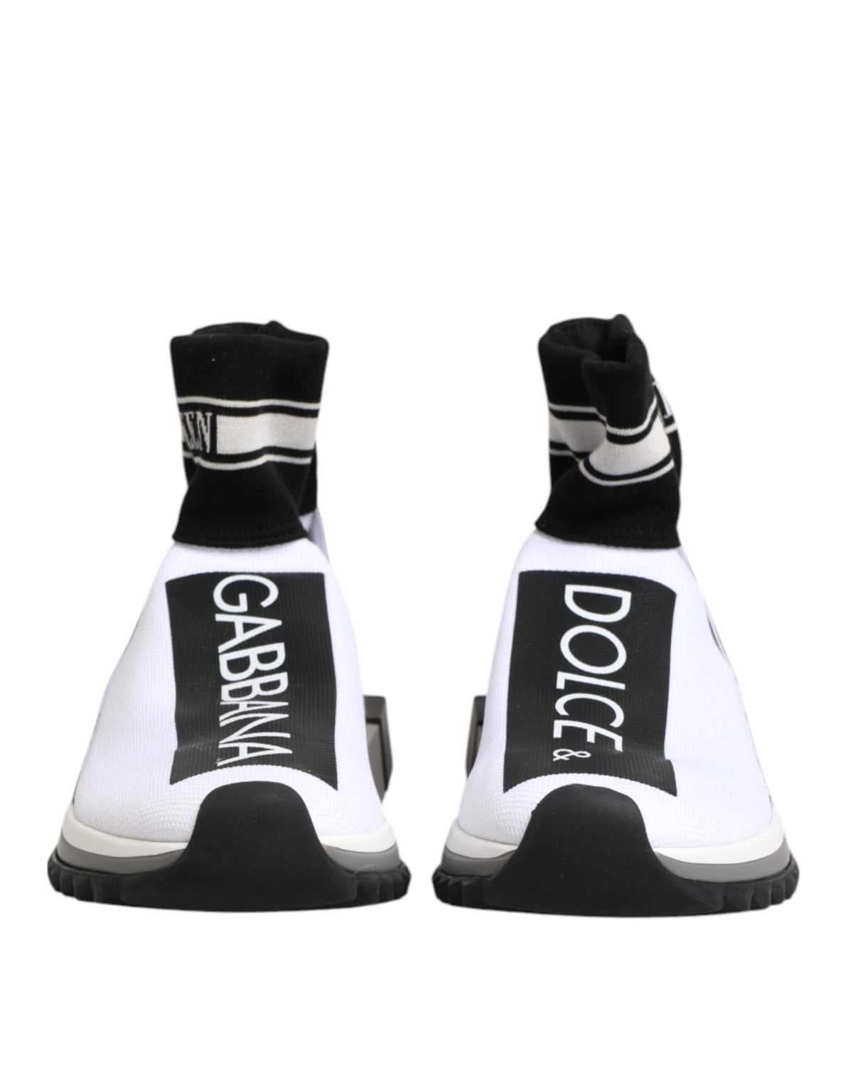 Dolce & Gabbana Women's Slip On Sock Nylon Polyester Cotton & Silk Sneakers - Black White
