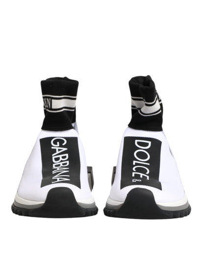 Dolce & Gabbana Women's Slip On Sock Nylon Polyester Cotton & Silk Sneakers - Black White