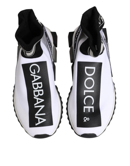 Dolce & Gabbana Women's Slip On Sock Nylon Polyester Cotton & Silk Sneakers - Black White