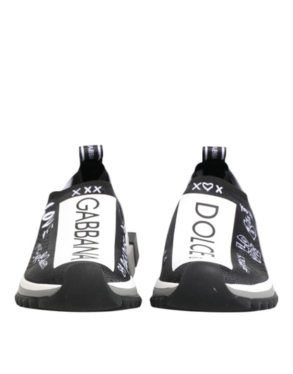 Dolce & Gabbana Women's Low Top Elastane Nylon Polyester & Rubber Sneakers - Black White