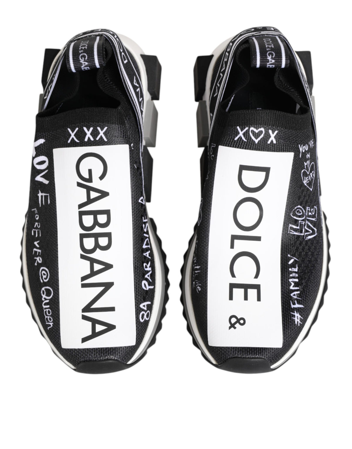 Dolce & Gabbana Women's Low Top Elastane Nylon Polyester & Rubber Sneakers - Black White