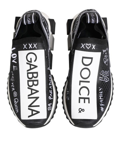Dolce & Gabbana Women's Low Top Elastane Nylon Polyester & Rubber Sneakers - Black White