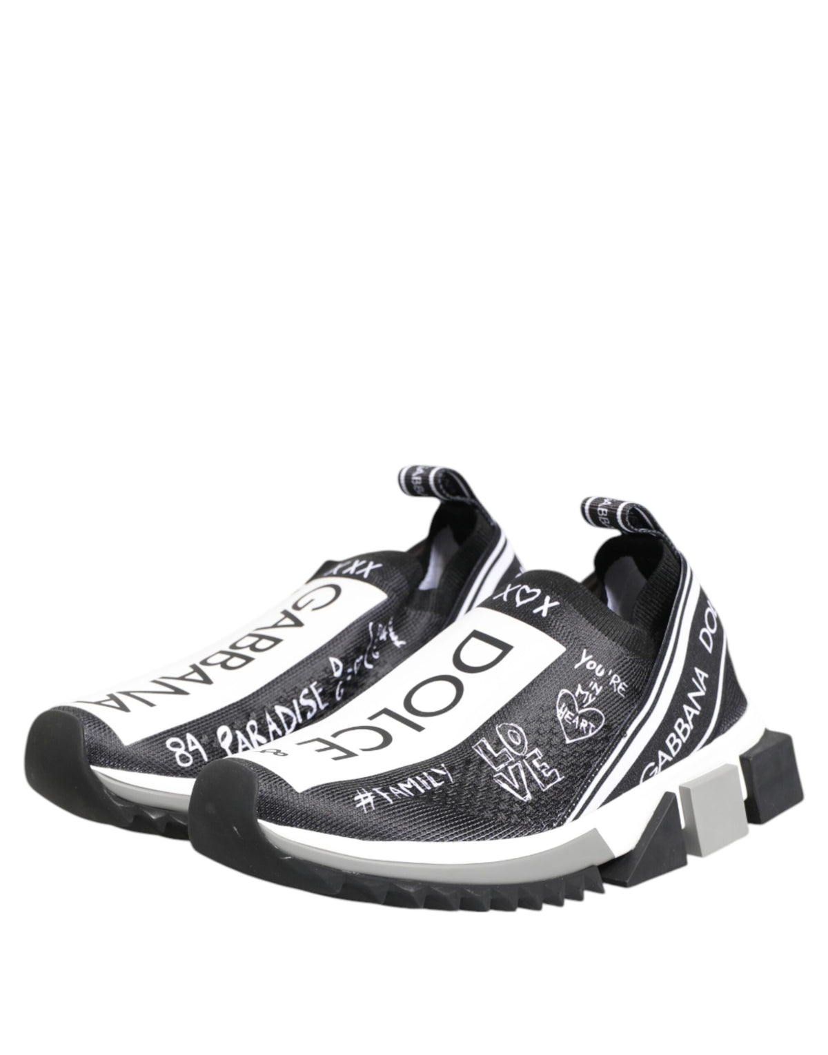Dolce & Gabbana Women's Low Top Elastane Nylon Polyester & Rubber Sneakers - Black White