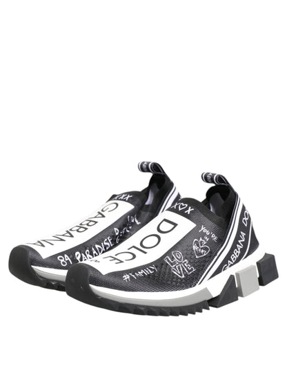 Dolce & Gabbana Women's Low Top Elastane Nylon Polyester & Rubber Sneakers - Black White