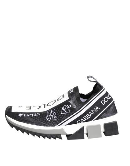 Dolce & Gabbana Women's Low Top Elastane Nylon Polyester & Rubber Sneakers - Black White