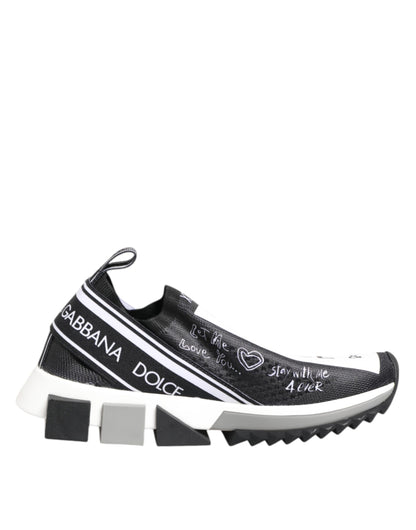 Dolce & Gabbana Women's Low Top Elastane Nylon Polyester & Rubber Sneakers - Black White