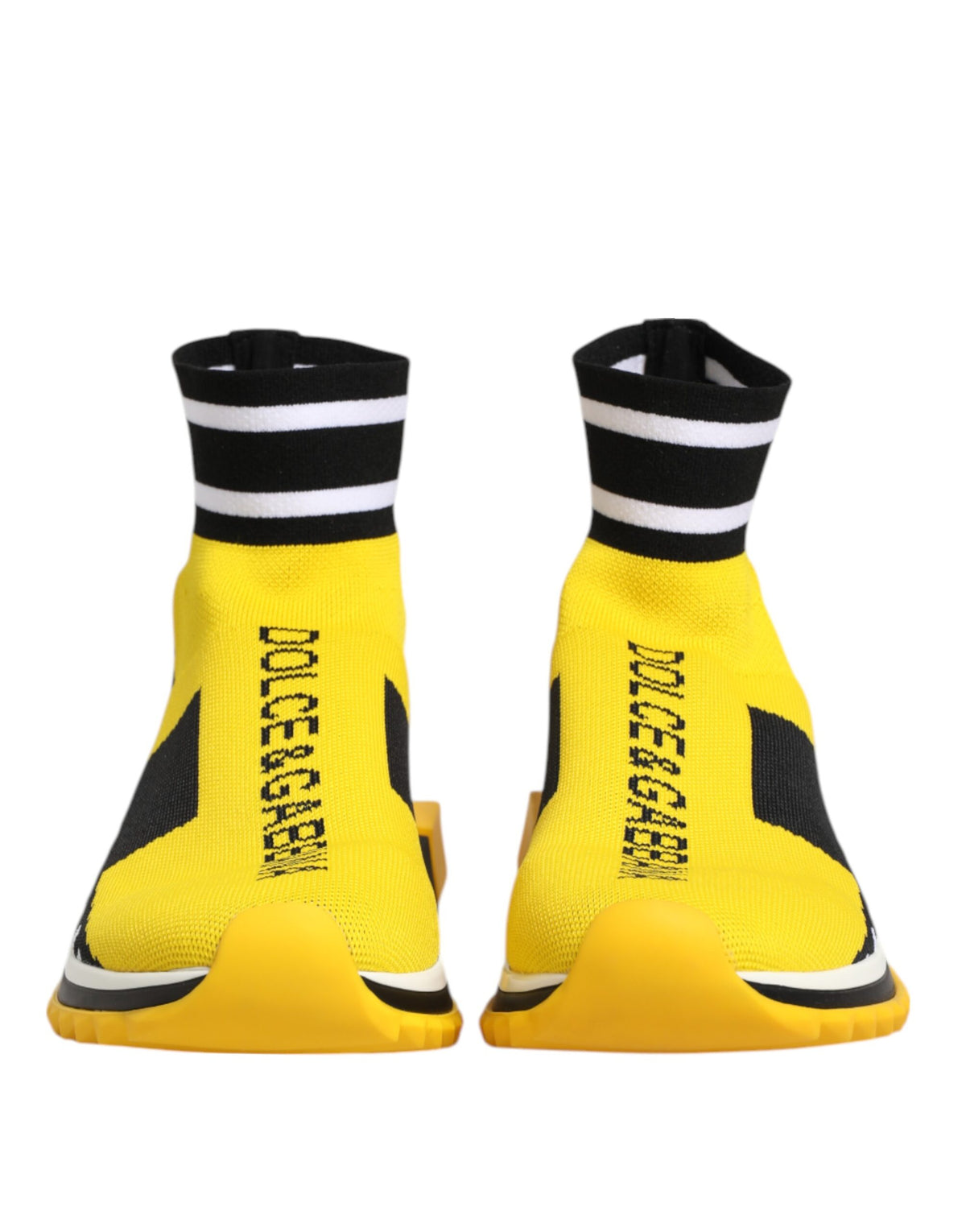 Dolce & Gabbana Women's Slip On Sock Polyester Rubber & Viscose Sneakers - Black Yellow