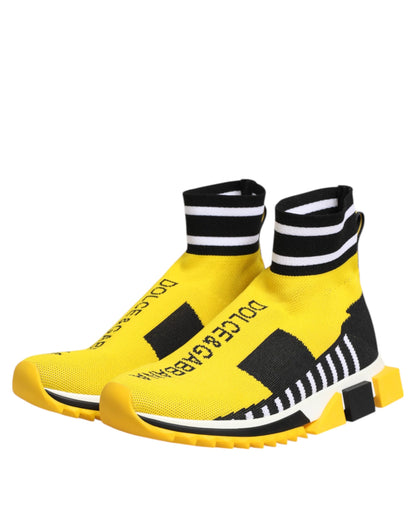 Dolce & Gabbana Women's Slip On Sock Polyester Rubber & Viscose Sneakers - Black Yellow